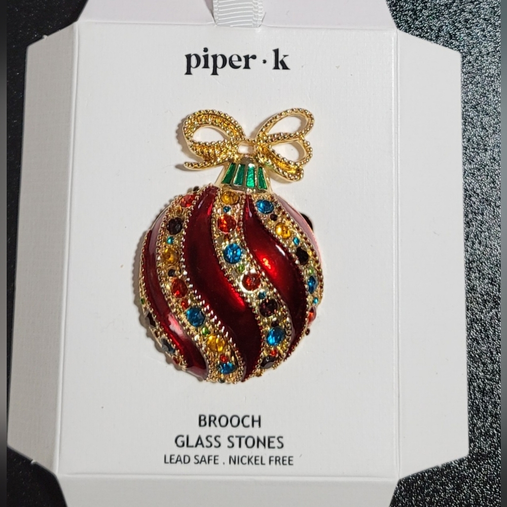 Piper K Red and Gold Brooch
